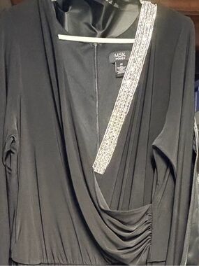 MSK Black Rhinestone trimmed jumpsuit